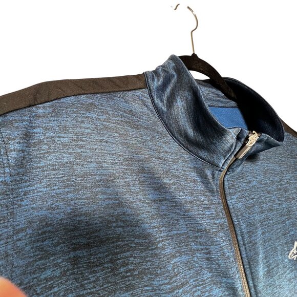 Greg Norman Tasso Elba Blue Heathered Sleeveless Full Zip Vest HydroTech Golf - Picture 2 of 16